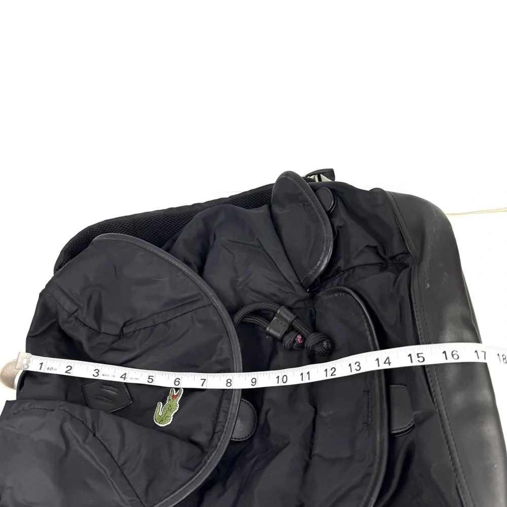 Vintage Lacoste Backpack‎ Large Black Nylon Drawstring Rucksack